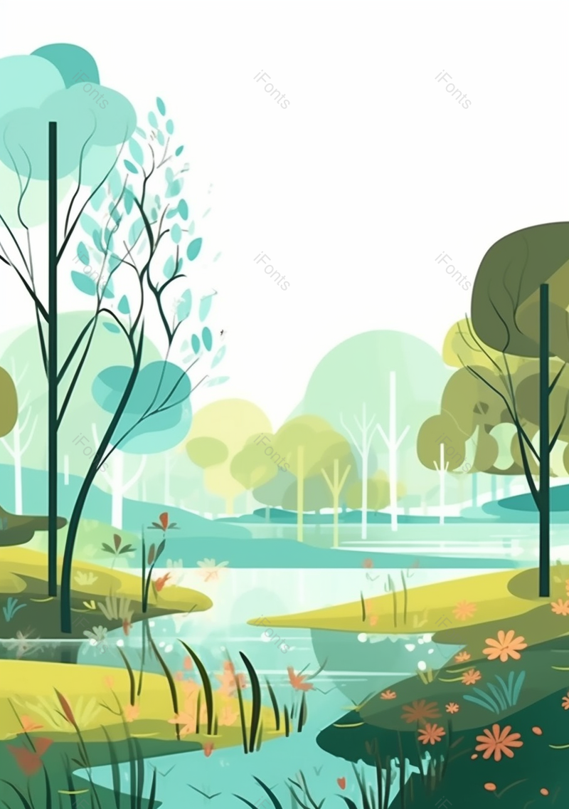卡通手绘绿色森林植物背景,插画/手绘图,插画/手绘图库,插画/手绘图下载,插画/手绘